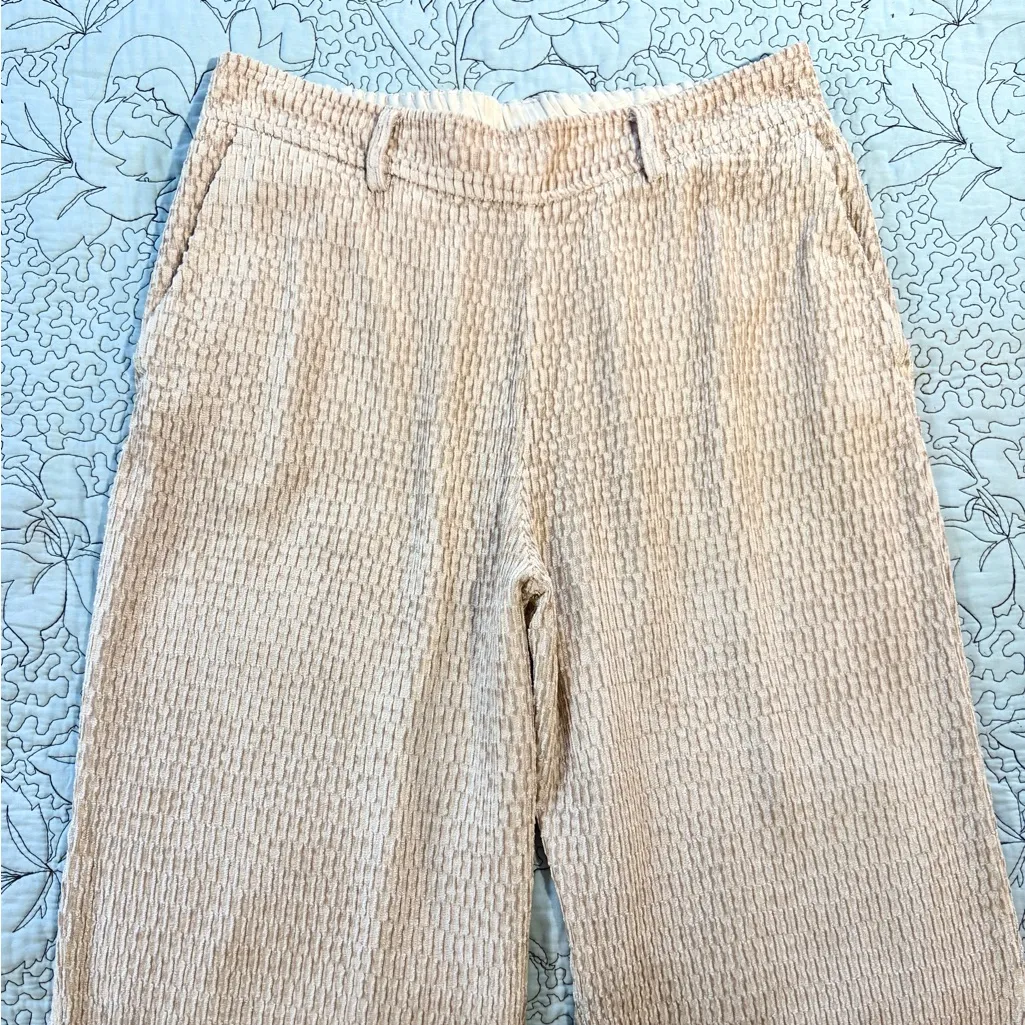 MOMONI Vischio Italian Luxe Woven Beige Loungewear Ankle Crop Trousers 42/12🧡 - Image 3