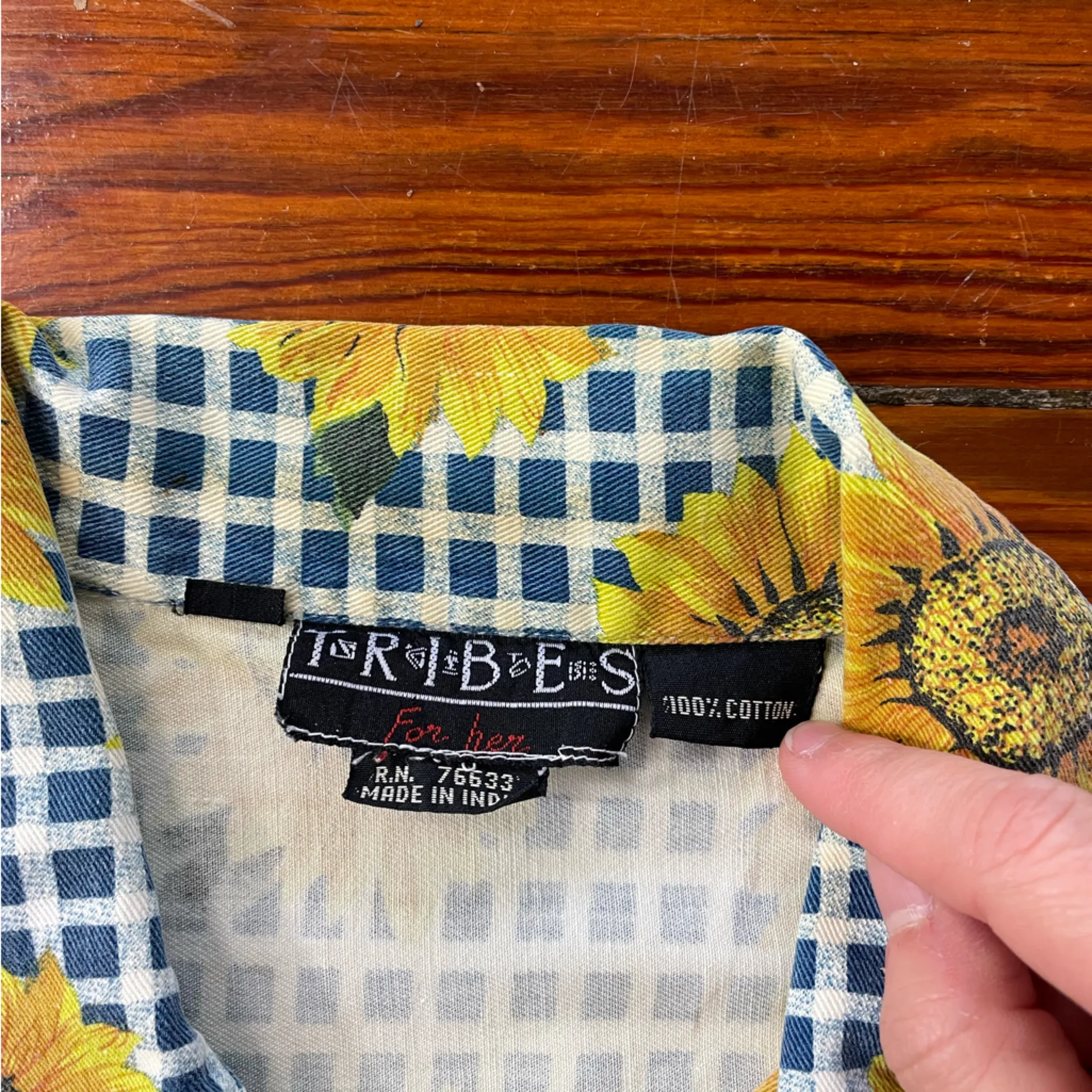 Vintage 90s Tribes Sunflower Vest Gingham Crop Button Down Cottagecore Floral~L Yellow Size L - Image 11