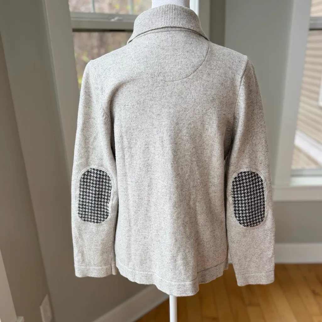 Del Cerro Patagonia Lt Gray Lambswool Cotton Shawl Collar Sweater Jacket Large - Image 3