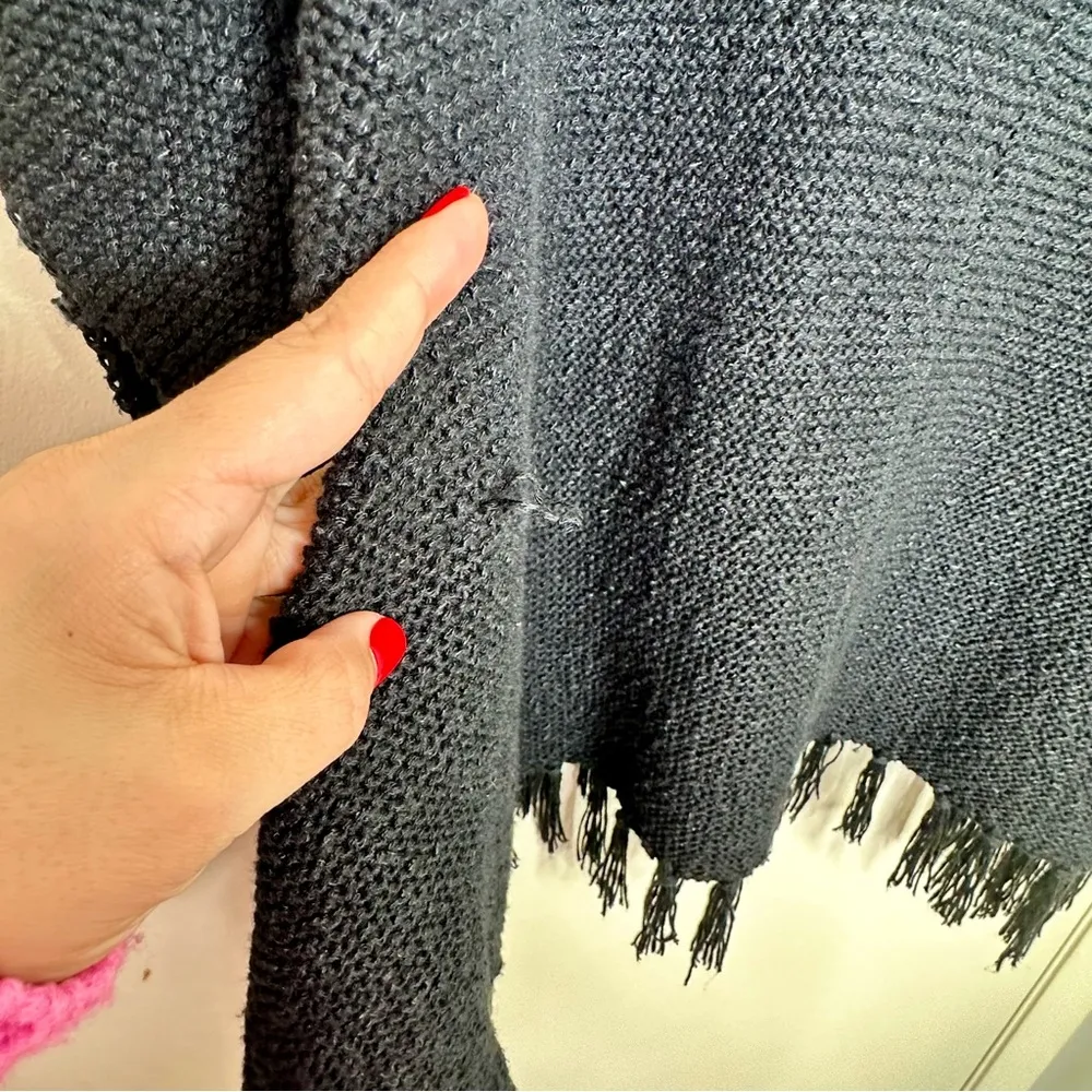World Market Black Fringe Poncho Size undefined - Image 6