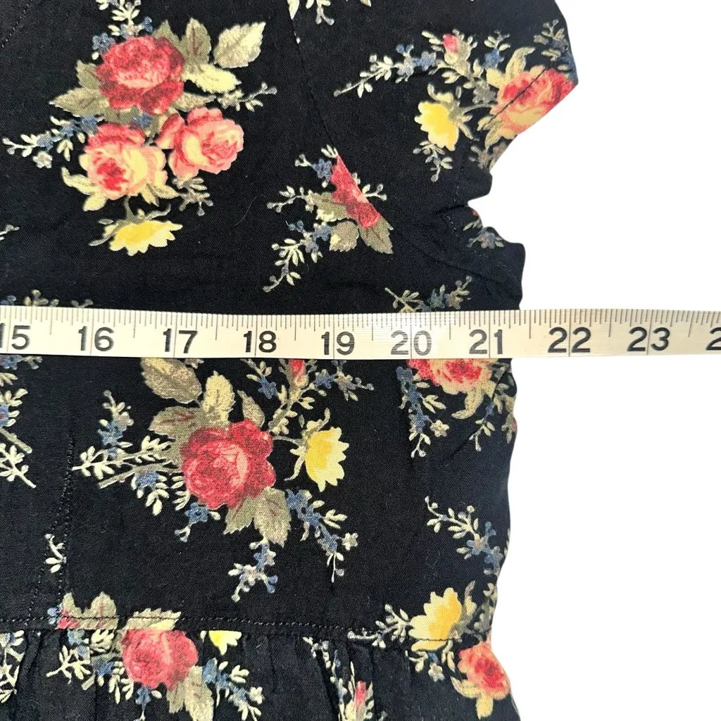 Denim & Supply Ralph Lauren Black Floral V-Neck Short Sleeve Mini Dress XL - Image 5