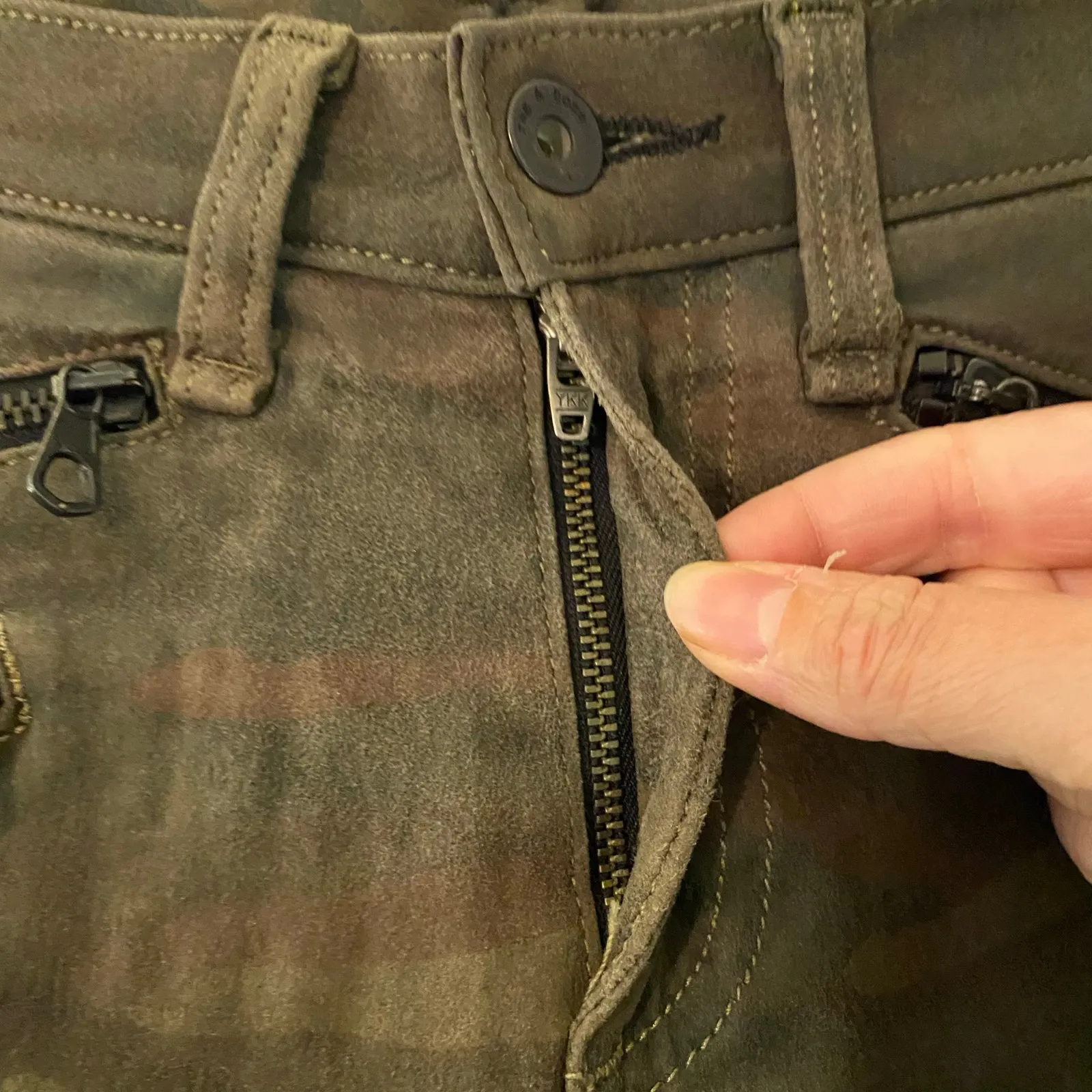 rag & bone Desert Camo Print Skinny Leg Pants 100% Lamb Leather Women's size 28 - Image 4