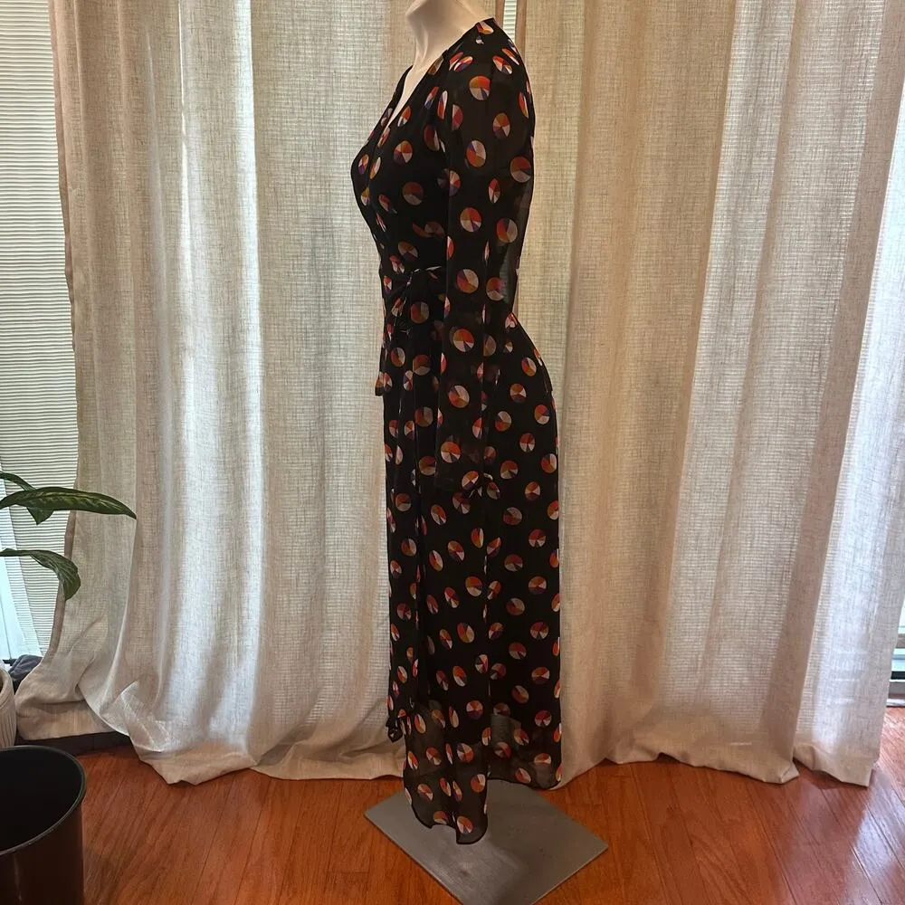 Karen Millen Black Sheer Sleeve Wrap Dress sz 4 Color Pop Wrap Dress - Image 10