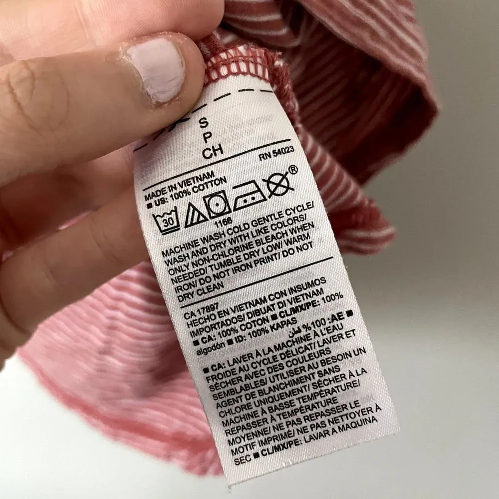 Old Navy white red everywear striped cotton summer short sleeved t-shirt casual - Image 4