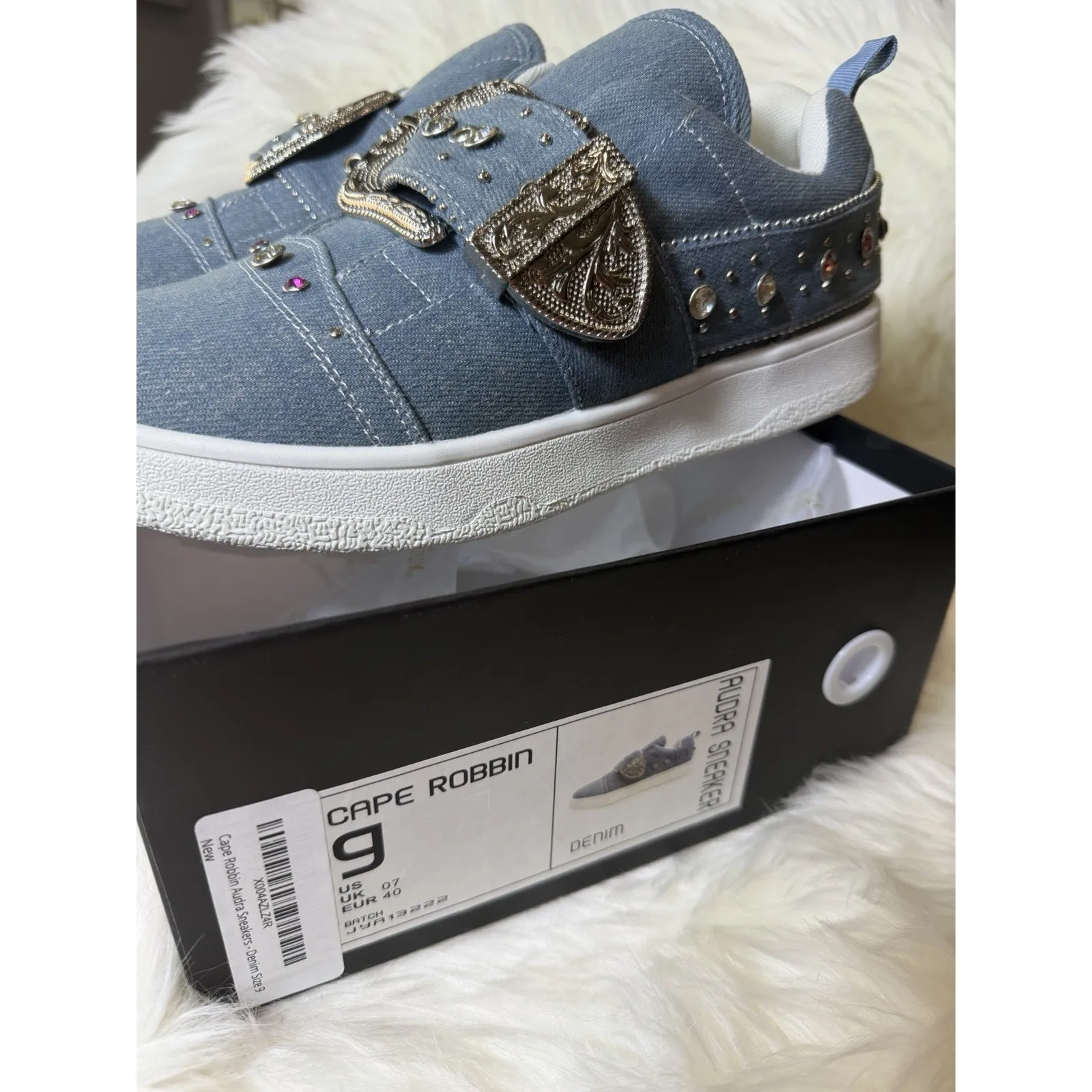 Cape Robin Audra Sneaker Size 9 Decorative Buckle Denim Boho Western Sneakers - Image 3