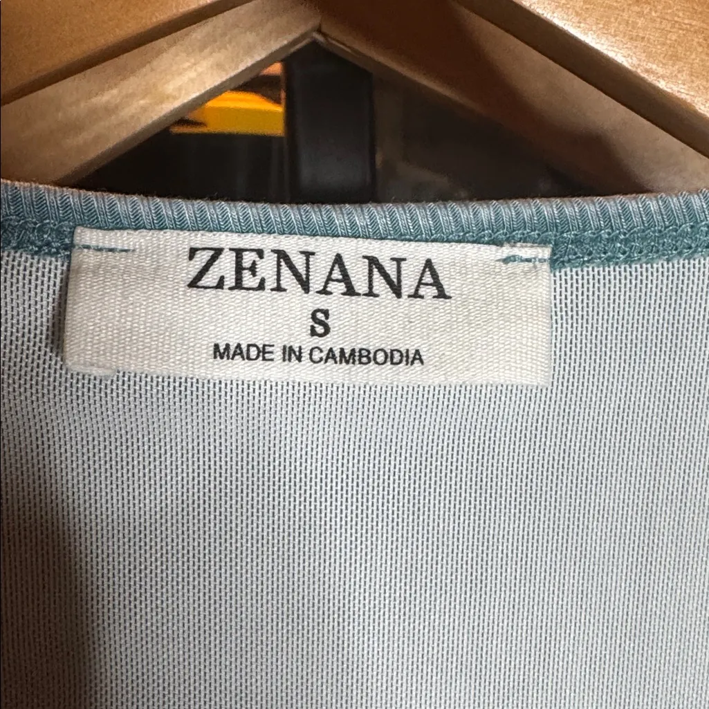 Zenana Outfitters Teal Blue Ribbed Shelf Bra Tank Top Size Small - Image 3