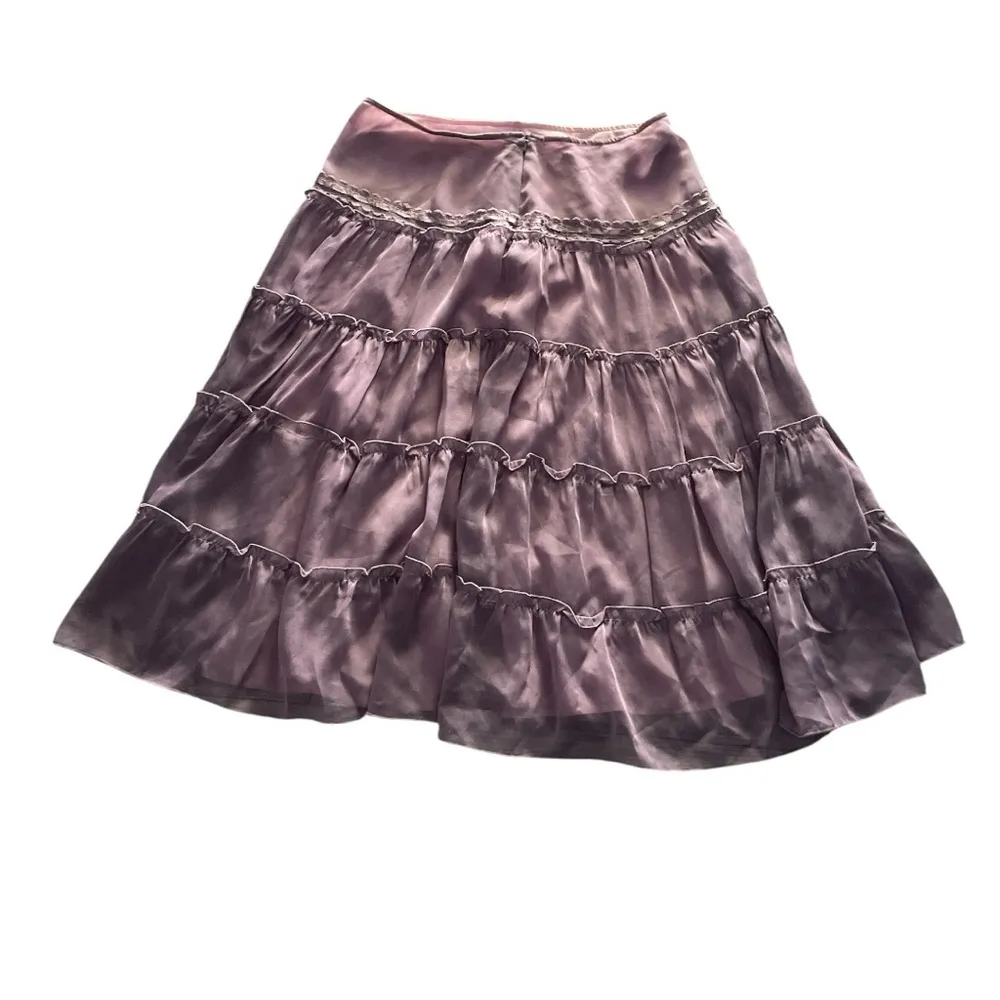 New York & CO. Purple Tiered A-Line Midi Skirt Size 10 Back Zipper. - Image 3