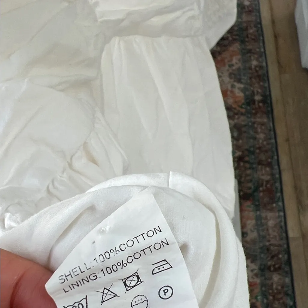 Sovere Momento White Long Sleeve Ruched Long Sleeve Shirt Dress Size Medium - Image 7