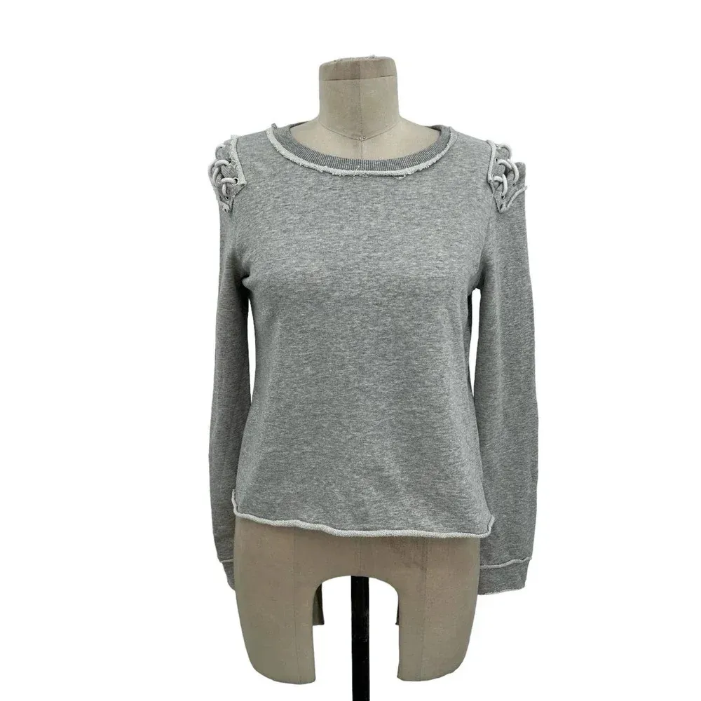 Generation Love Laurie Lace-Up Pullover Sweatshirt Gray Size Small - Image 2