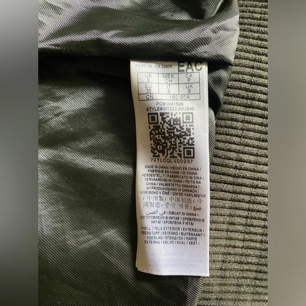 NWT Guess Quilted Bella Bomber Jacket Army Olive Multi Size Small - Image 13