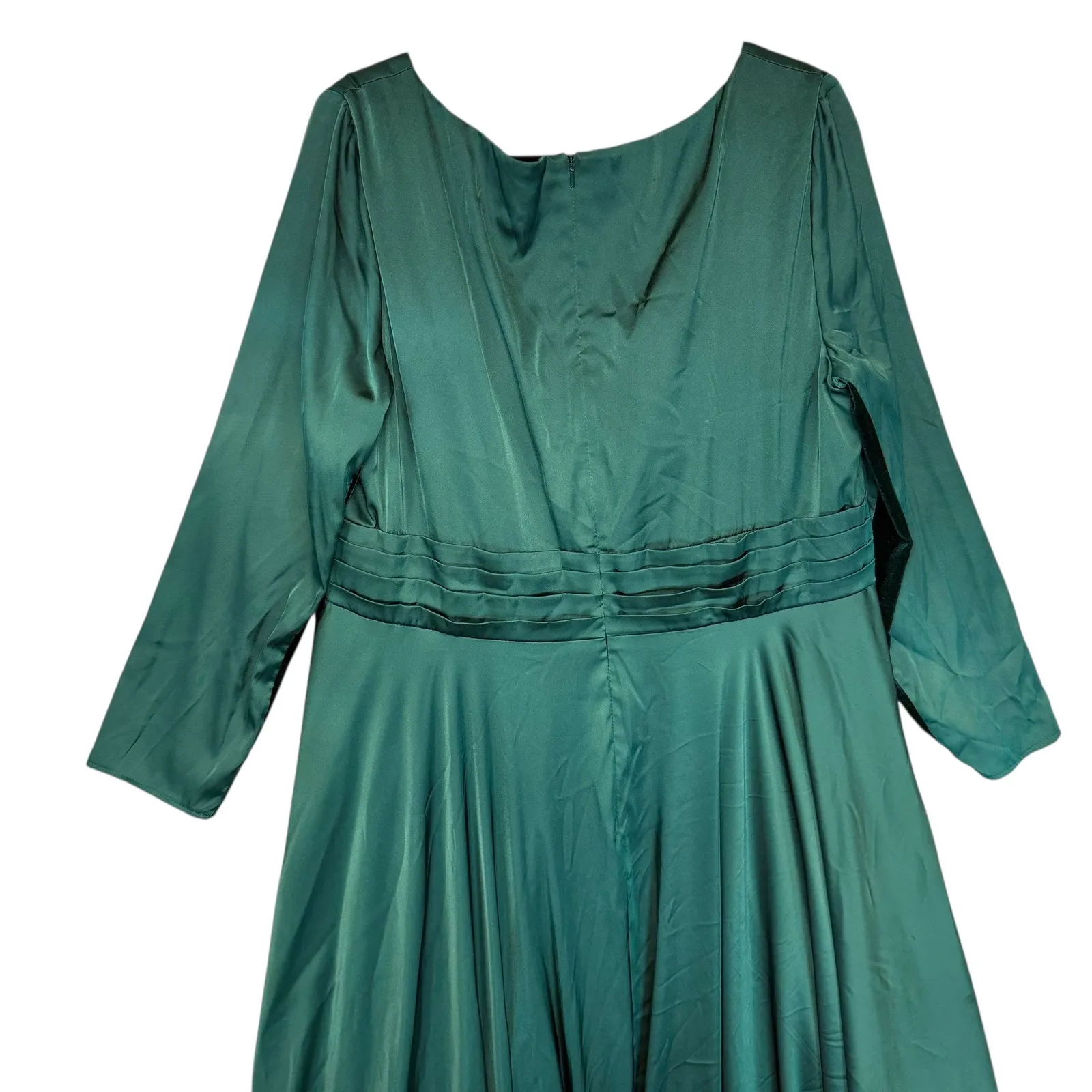 IEENA for MAC DUGGAL Emerald Green V Neck Long Sleeve High Slit Gown Evening 20W - Image 8