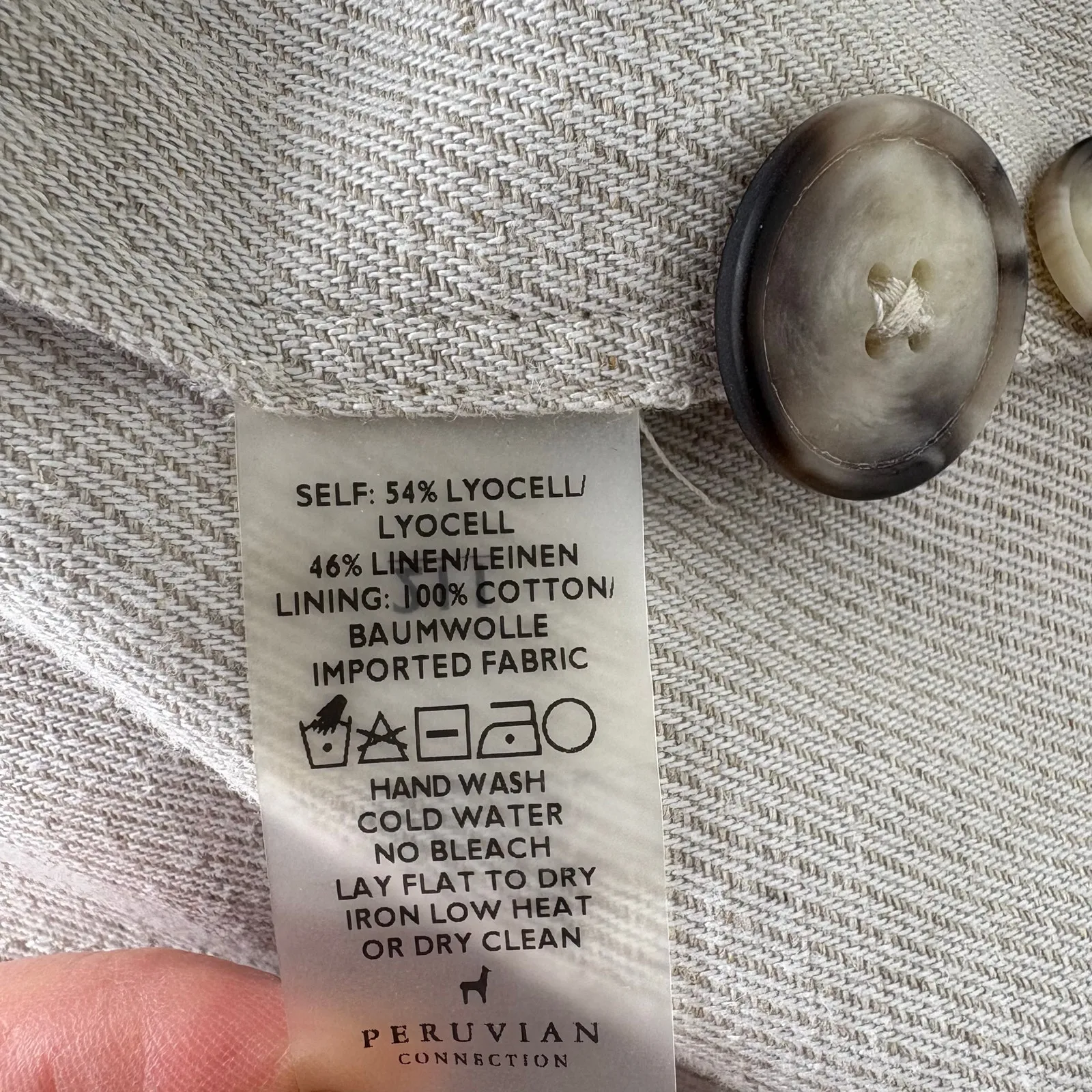 Peruvian Connection Belda Blazer Sz 16 Linen Blend Twill Cream Quiet Luxury - Image 9