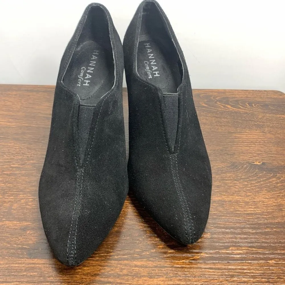 Hannah Comfort Women's Leather Upper Pointed Toe Cone heel Pump Black Size 7M - Image 4