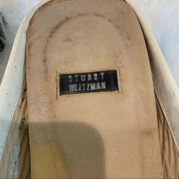 Stuart Weitzman white mules leather size 10AA‎ - Image 2