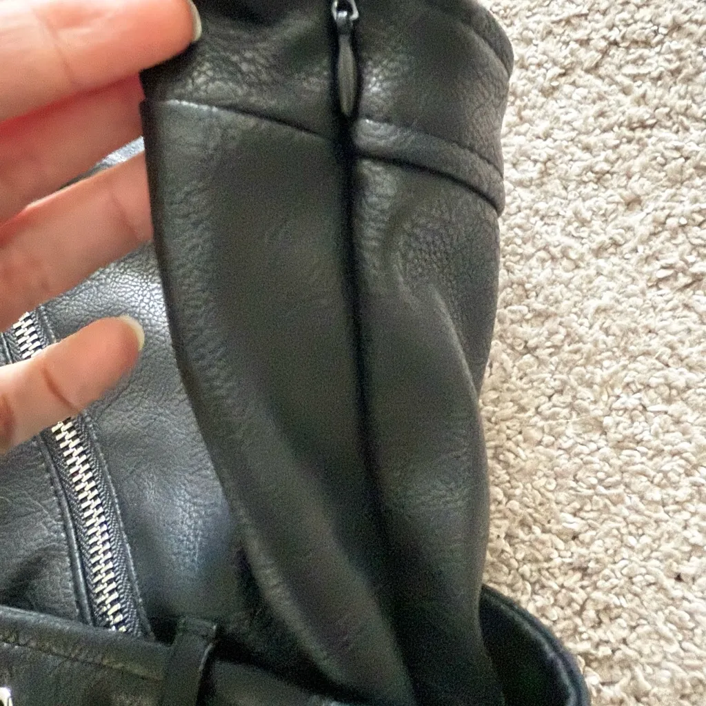 NWT Zara Moto Style Strapless Faux Leather Top in Black Size L - Image 7