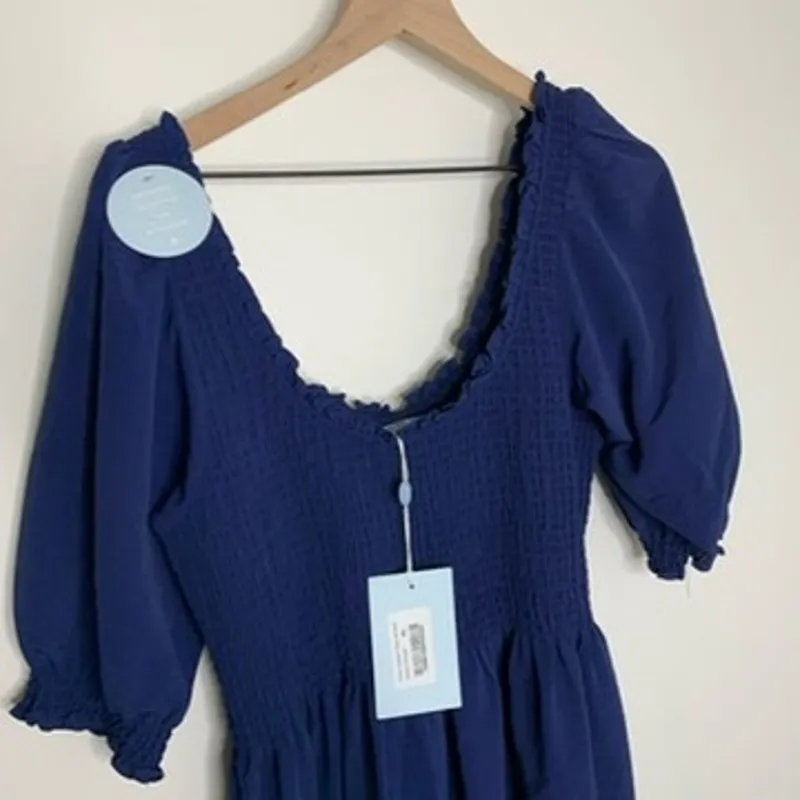 Hill House The Luisa Nap Blue Navy Crepe Dress Womens New Size XL - Image 9