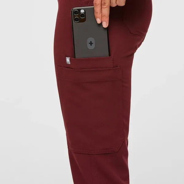 NWT FIGS High Waisted Yola Skinny Scrub Pants - XSP - Burgundy - Image 5