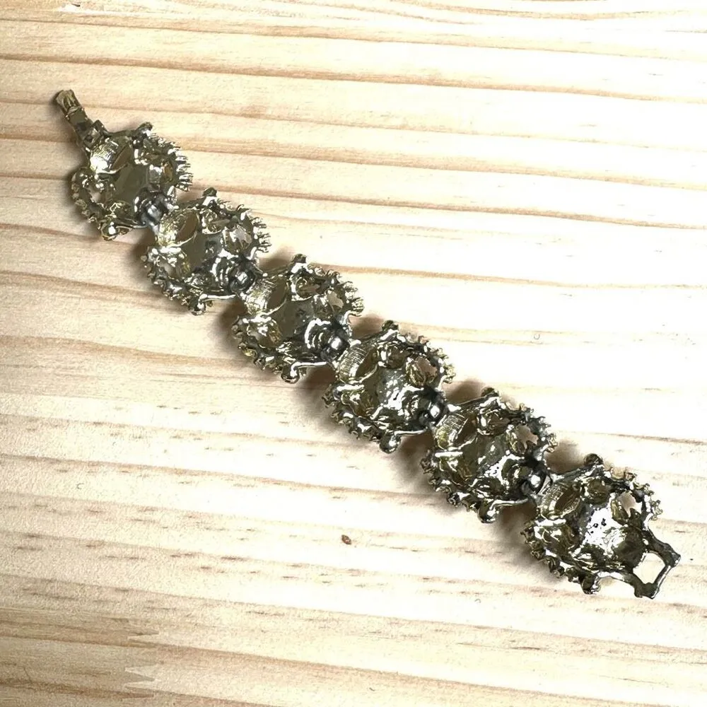 Vintage Shell and Rhinestone Statement Bracelet - Image 7