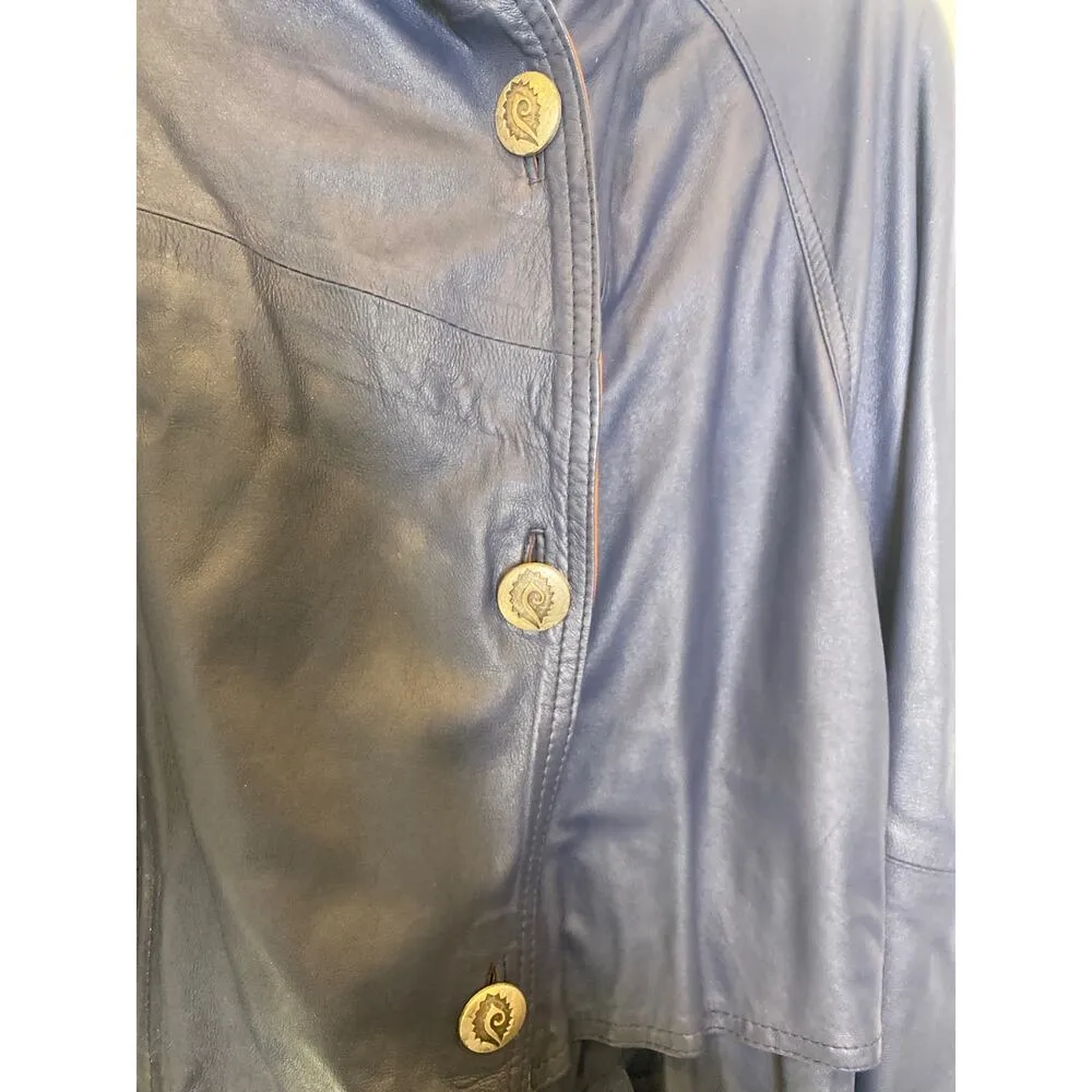 Vintage 1980’s Buttery Leather Jacket Brown & Navy by M. Bogner Sz Lg - Image 8