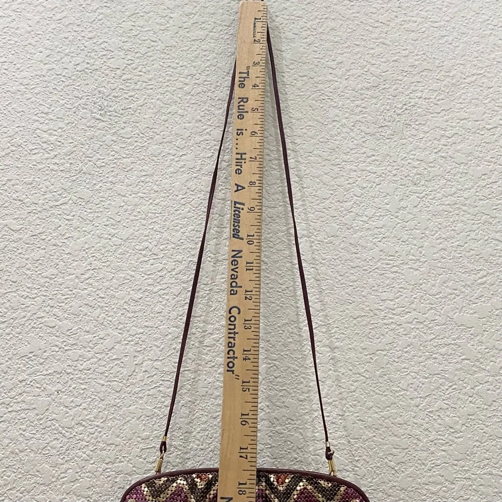 Vintage WHITING & DAVIS Plum Metallic Chevron Mesh Crossbody Shoulder Purse Bag - Image 7