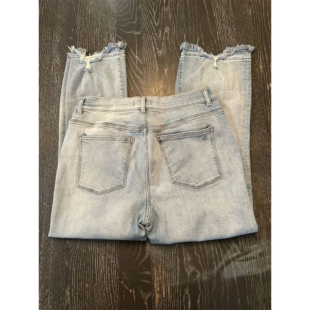 DL1961 Bridgette Cropped Women's High Rise Jeans frayed hem Size 32 Blue - Image 4