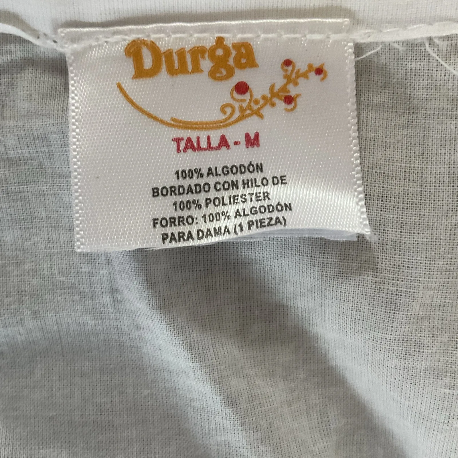 Mexican Embroidered Floral Dress White Cotton Size M Artesanal Boho Chic Fiesta - Image 12