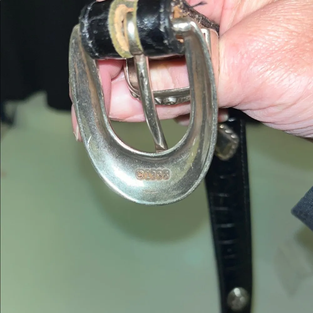 Brighton vintage 1996 Black Leather Belt with Silver Accents - Image 5