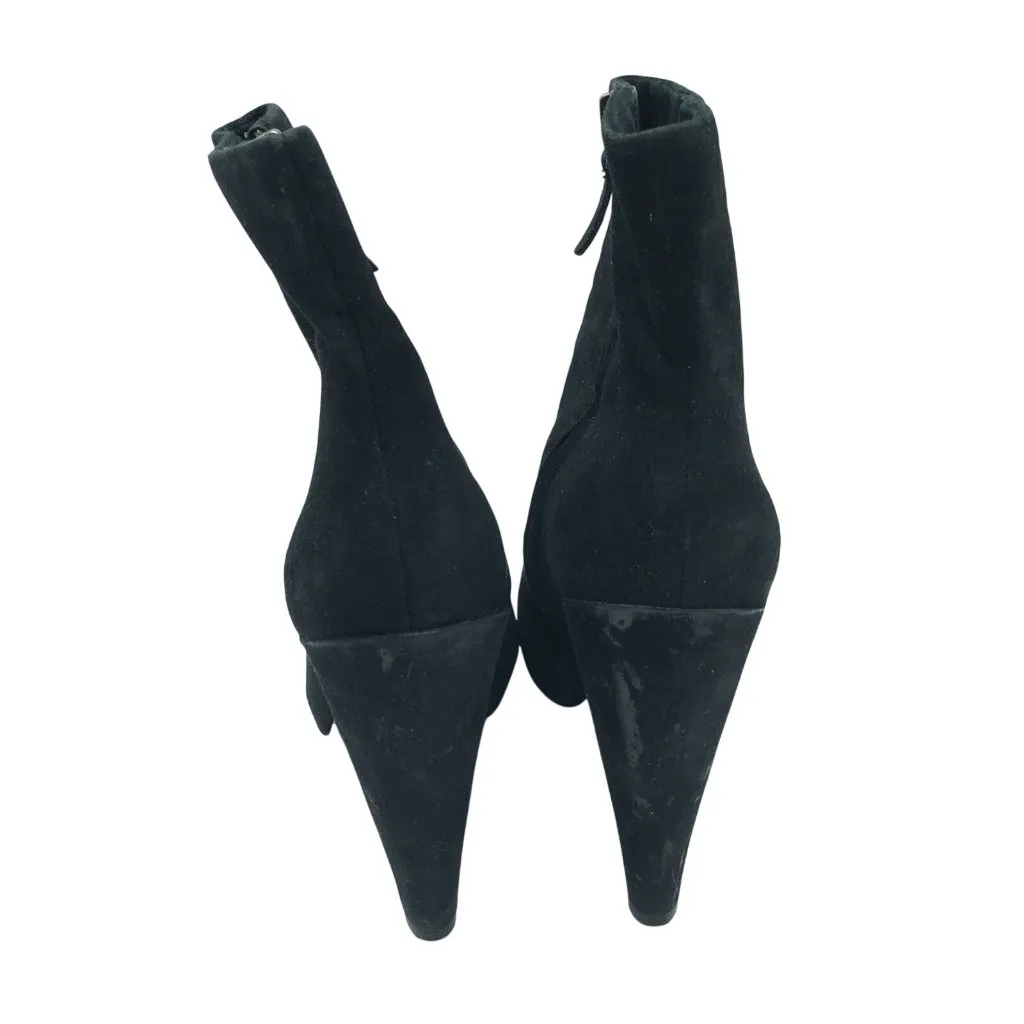 Theory Womens Ankle Boots Heel Suede Zipper Black 37.5 US 7.5 - Image 4
