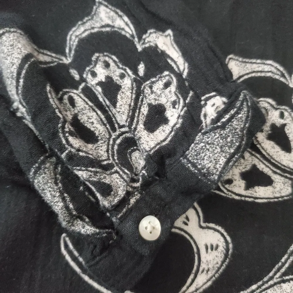 𝅺Black with white Mandela flowers print Merona Small(S) tunicTop - Image 5