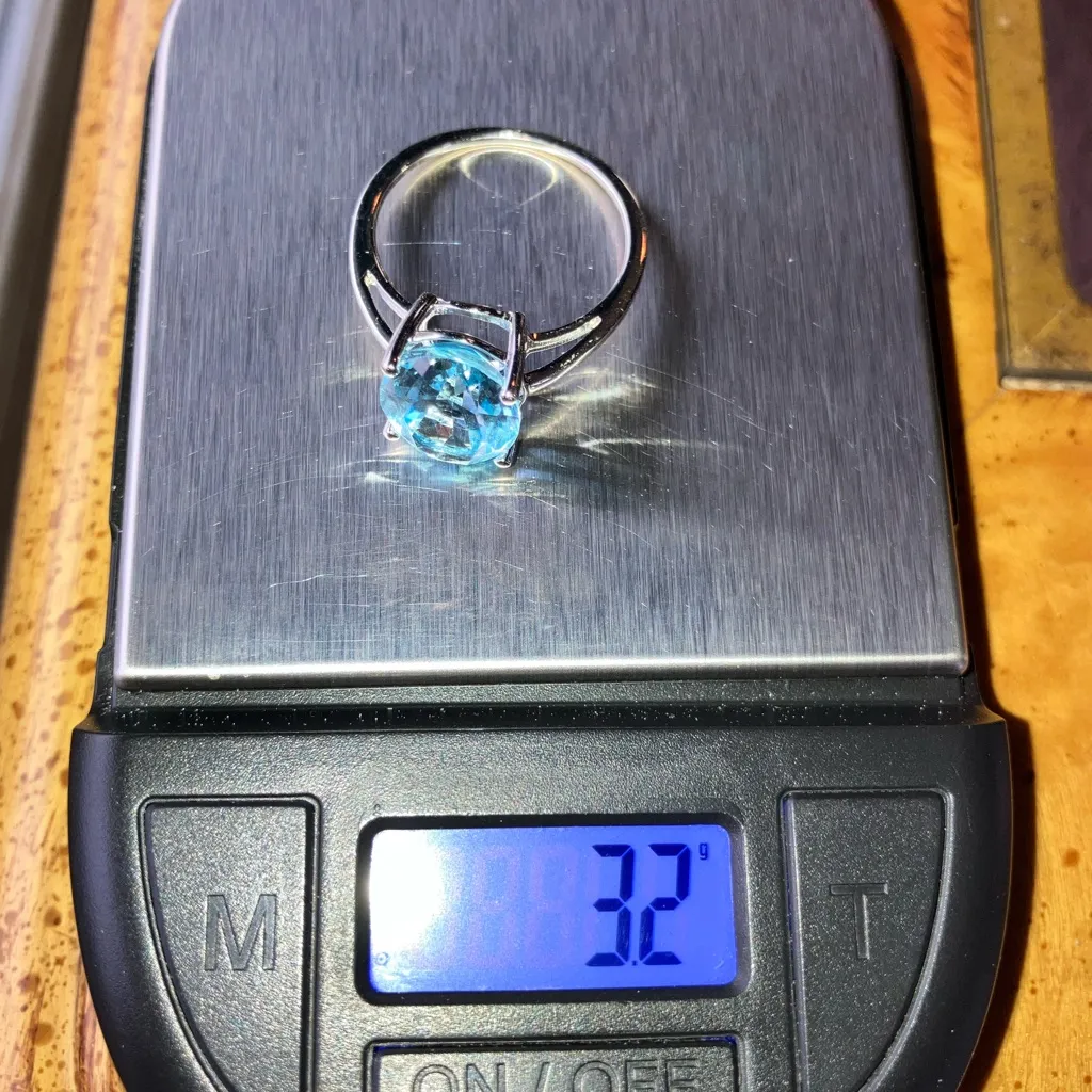 Natural Sky Blue Topaz Sterling Silver Ring Size 9 - Image 10