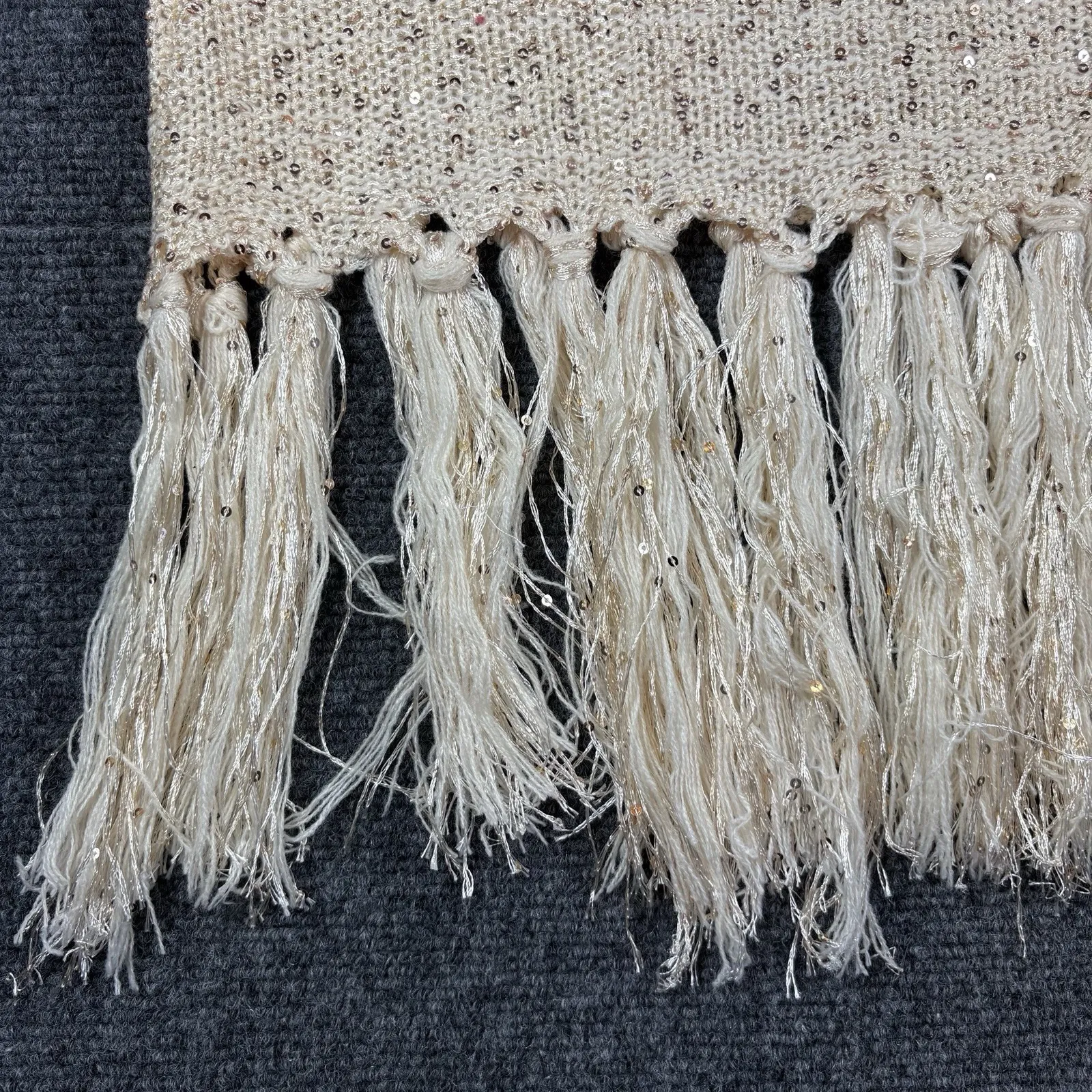 Pretty Angel‎ Womens Crochet Linen Blend Cream Fringed Tank Top Tassels NWT - Image 2