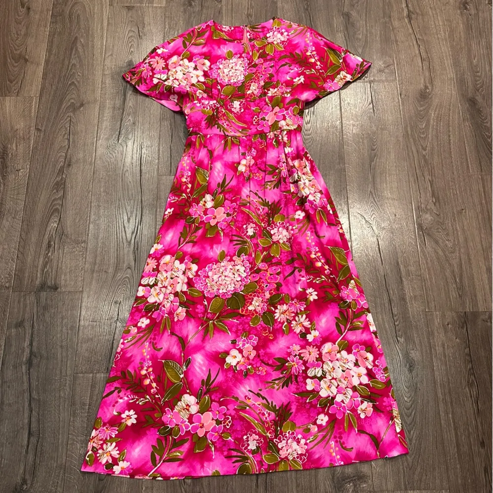 New Women's Dress S Pink Floral Maxi Boho Garden Party Barbie Handmade Vacation - Image 8