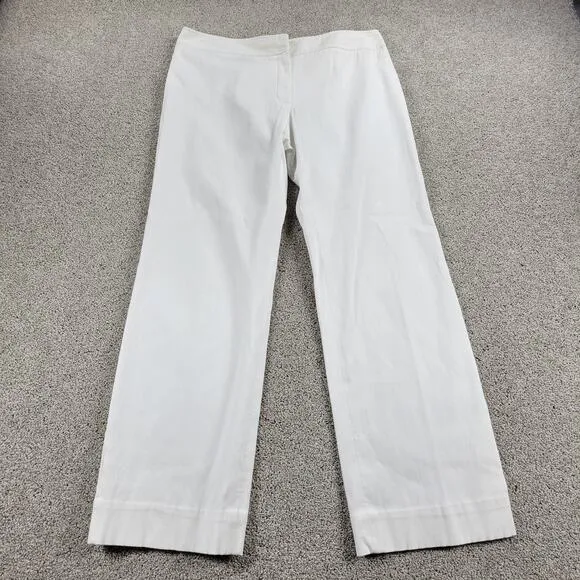 Brooks Brothers 346 Womens Stretch Pants 12 White Wide Leg Flat Front Textured - Image 1