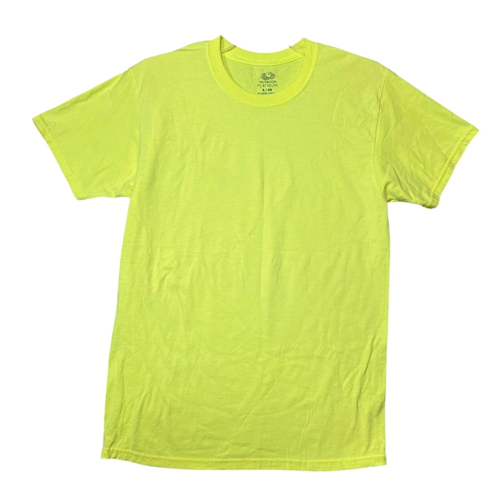 Fruit of the Loom Shirt Women's Small Neon Yellow Platinum Crew Short Sleeve Tee - Image 8
