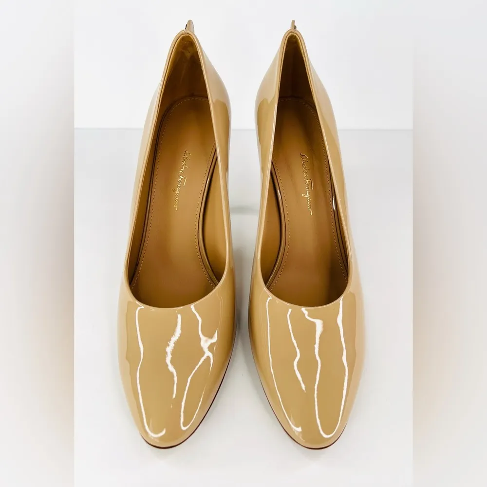 Salvatore Ferragamo Judy Patent Leather Gancini Logo Pumps Size US 11.5 C - Image 6