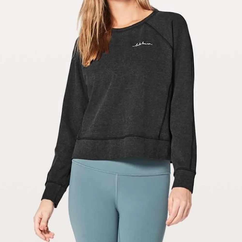 Lululemon Loop Back Crew Sweatshirt in Heathered Black - Image 2