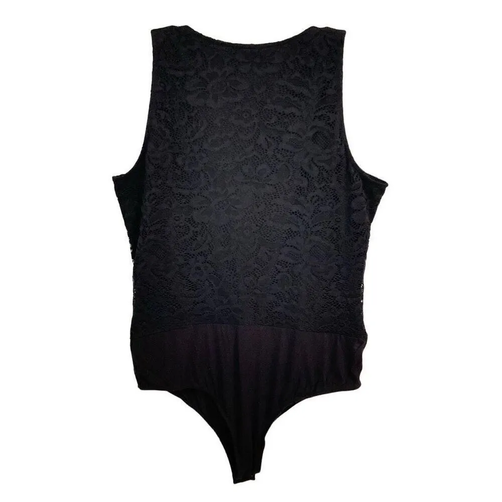 Torrid Black Lace Corset Seamed Lace Up Stretchy Tank Bodysuit 1X - Image 11