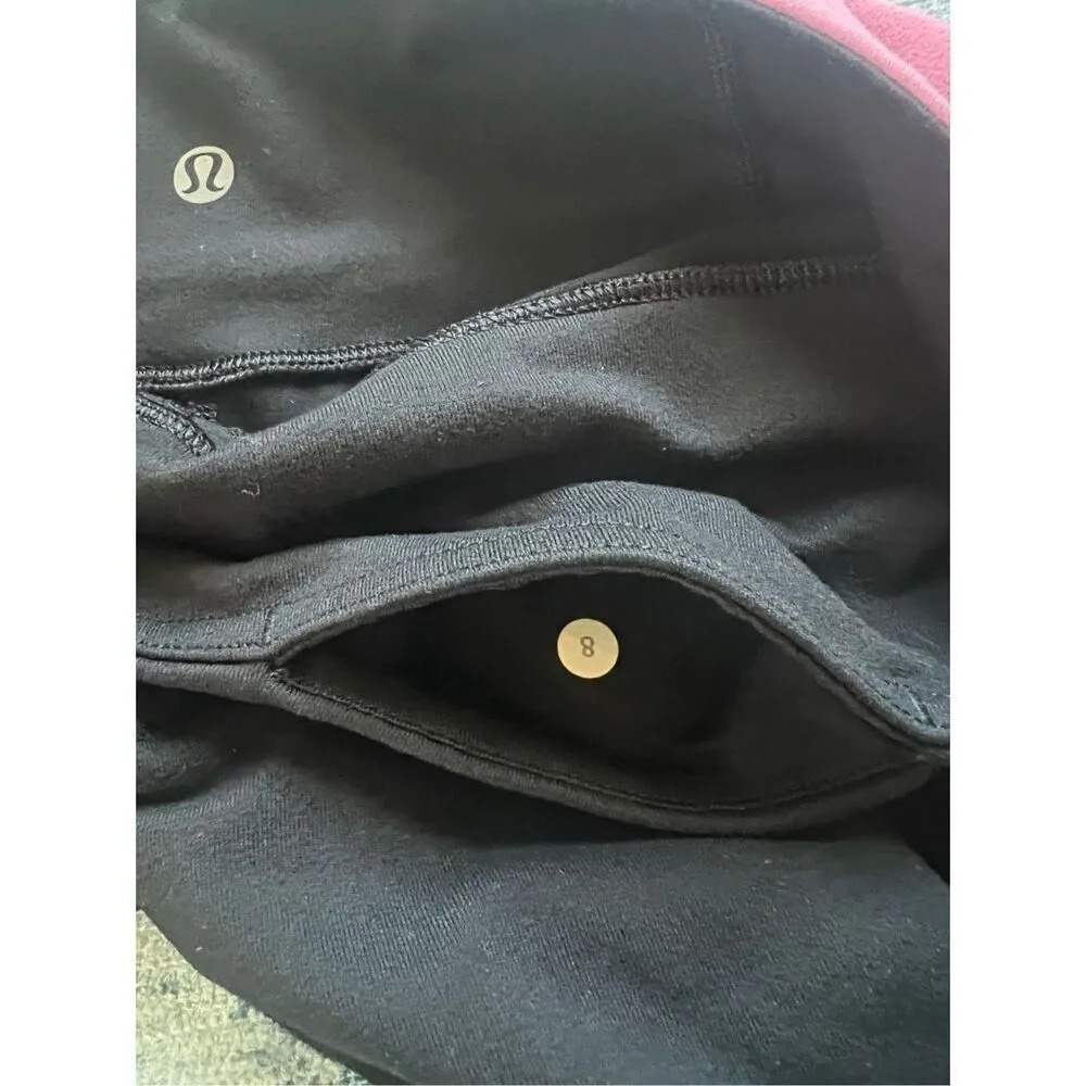 Lululemon Groove Black Fuchsia Peach Pink Quilt Winter Flare Leg Pants Size 8 - Image 5