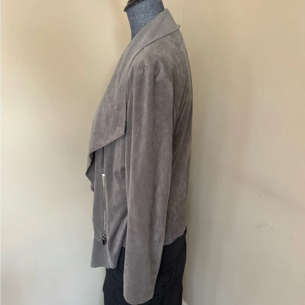 Alfani Faux Suede Waterfall Drape Blazer Like New Gray - Image 7