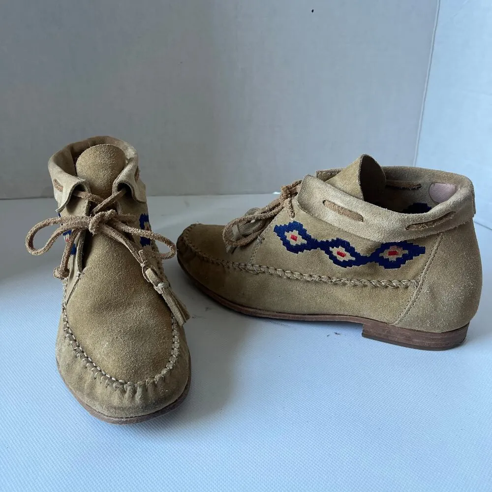 Soludos Suede Moccasin Womens Boots Sz 7 Boho Southwestern Embroidered  Festival - Image 14