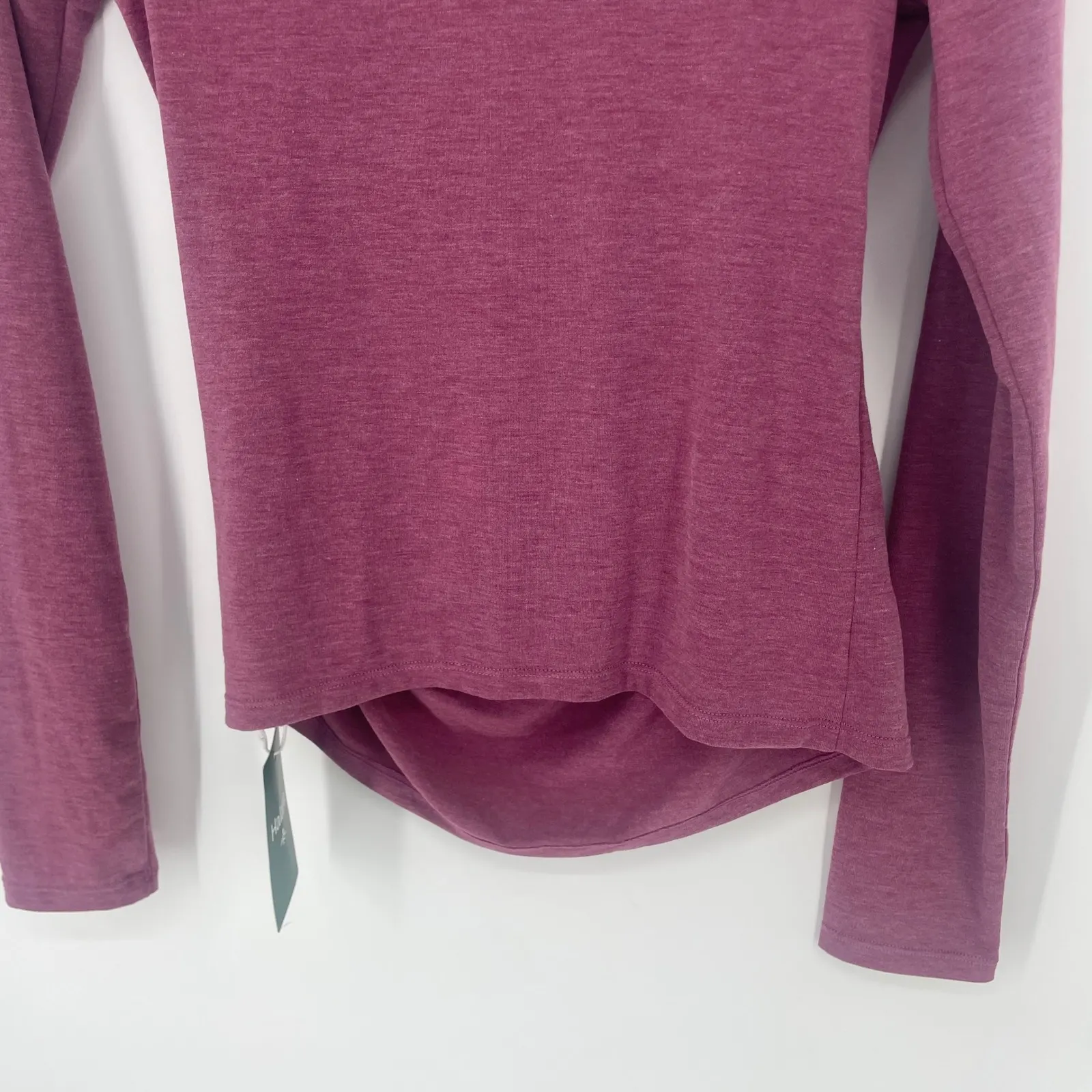 Halara Asymmectrical Ruched Drape Long Sleeve Work Top Shirt Red Violet Sz S NWT - Image 11