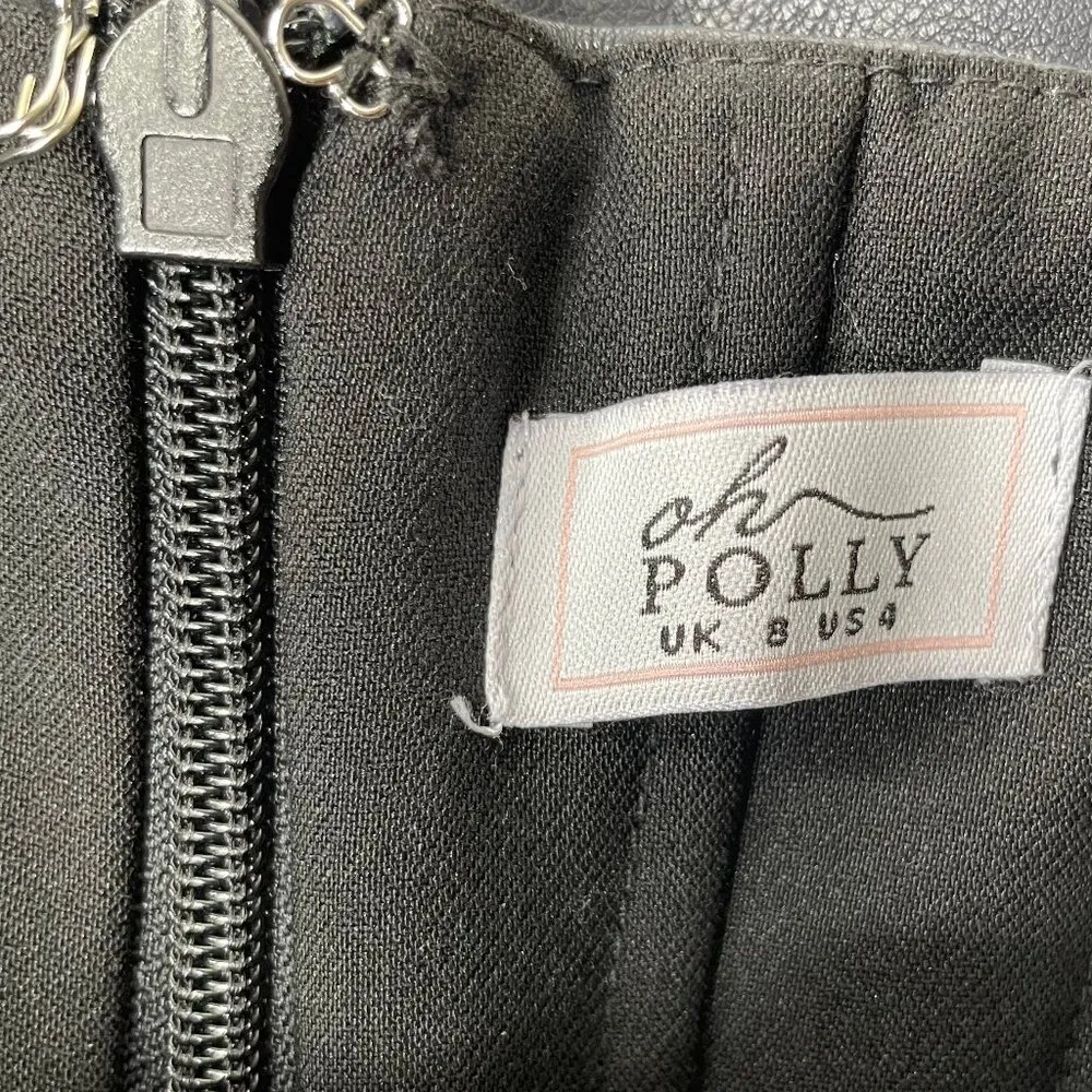 Navy Blue Faux Leather Bandea Strapless Corset Wrap Mini Dress Sz 4 - Image 8