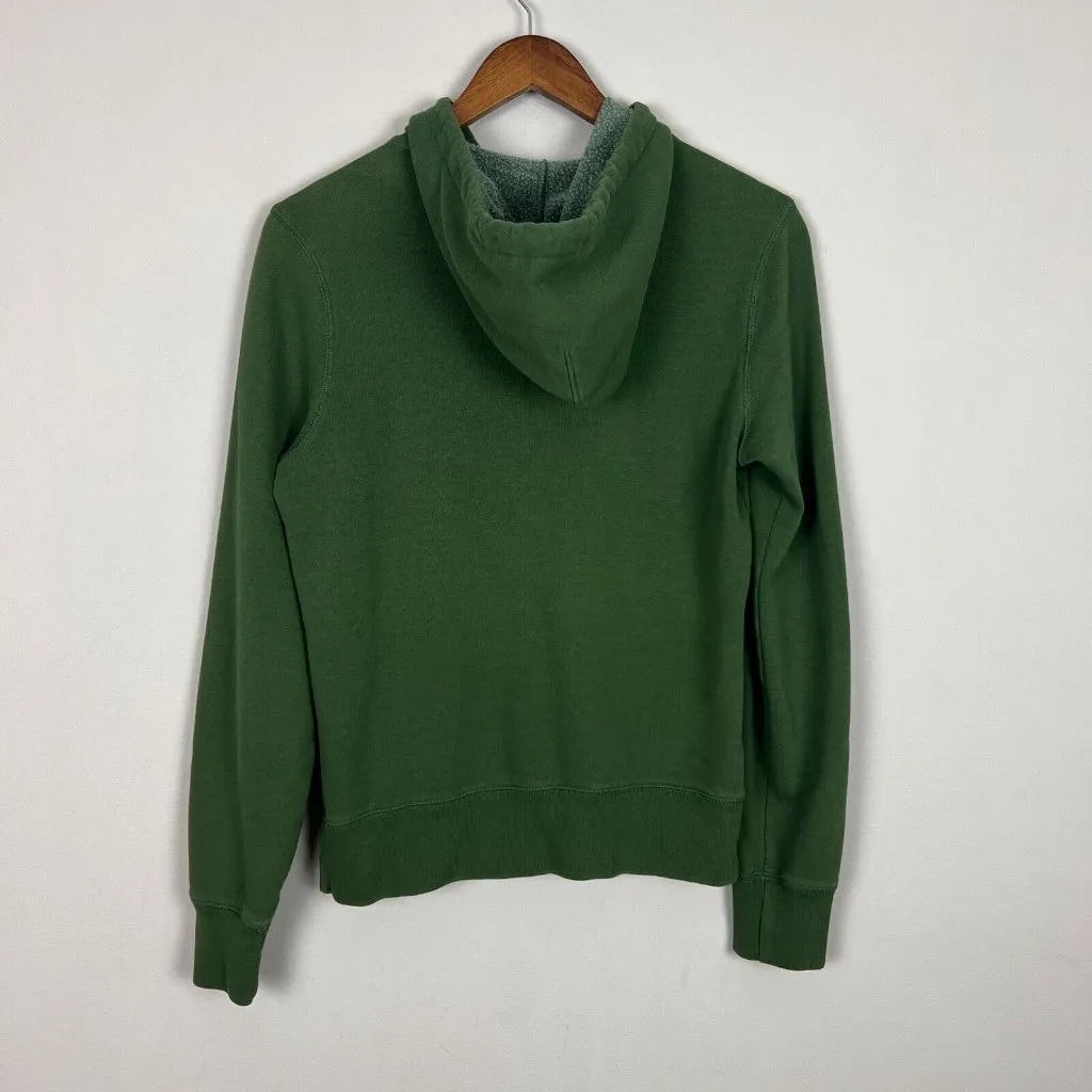 Vintage Lucky Brand Hoodie Sweatshirt Womens Medium Green‎ 1/4 Zip 13 Distressed - Image 10