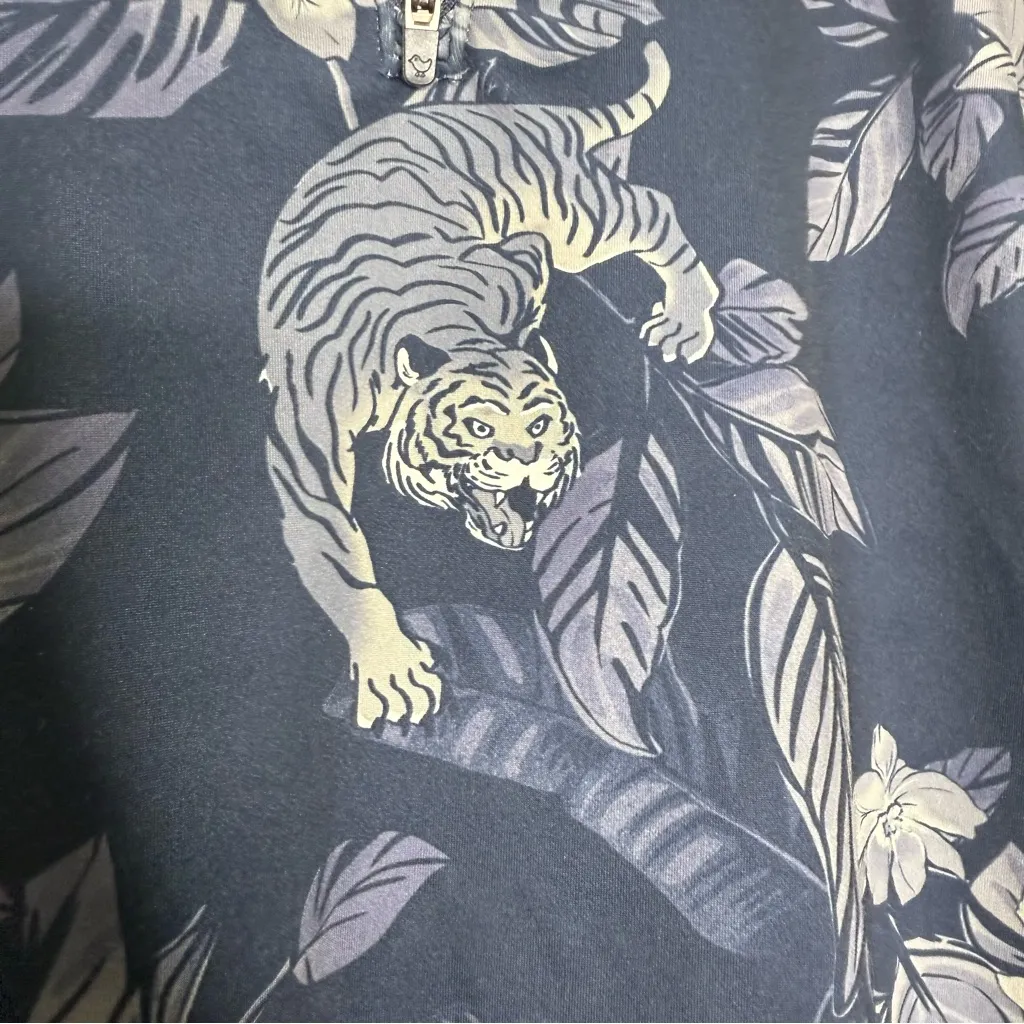 Bad Birdie Florida Pullover Long Sleeve Tiger Print Top – Women’s XS Blue - Image 4