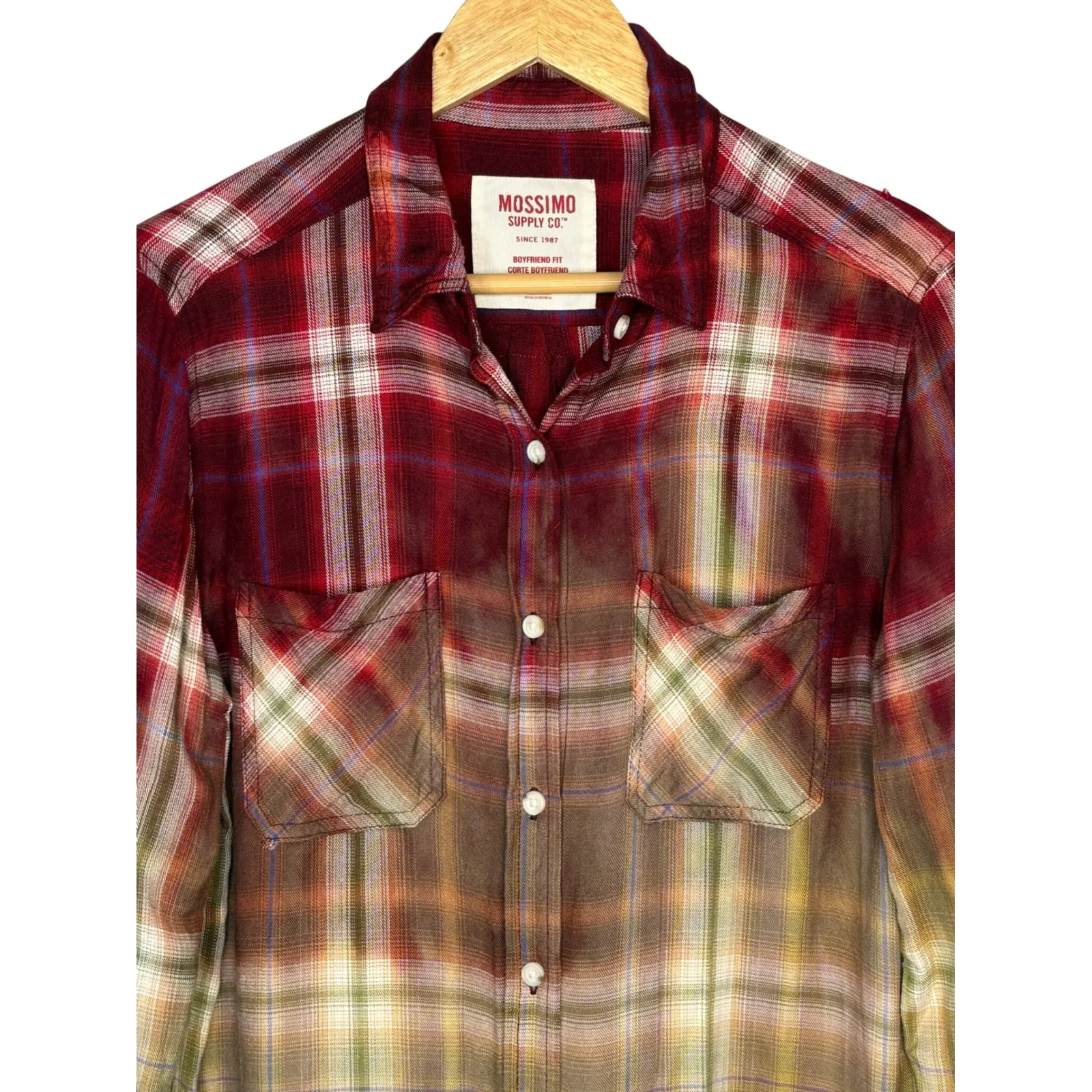 Christmas Funny Bleach Plaid "All The Jingle Ladies" Graphic Flannel Size Medium Red - Image 4