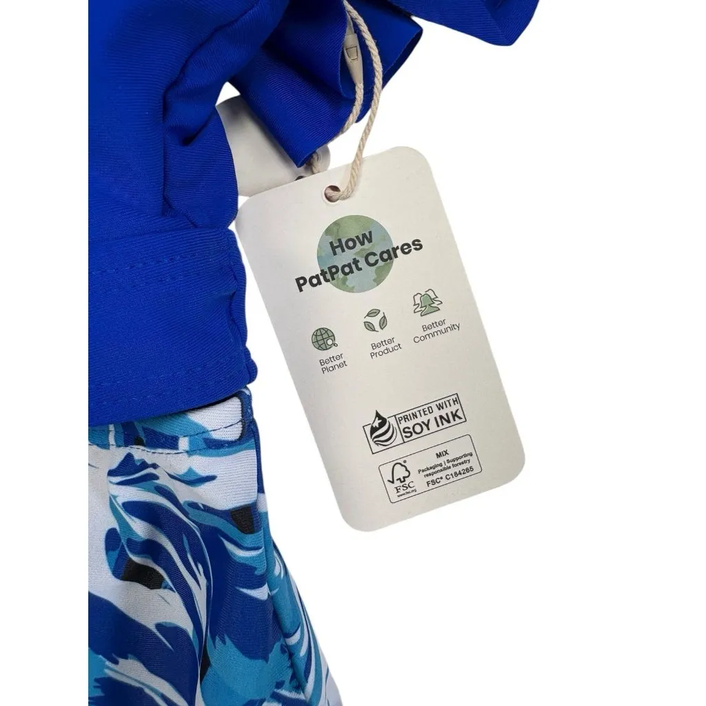 *New PatPat 2 Pc Bikini Swimsuit Womens Lg Blue Tropical Hawaiian Beach Resort - Image 3