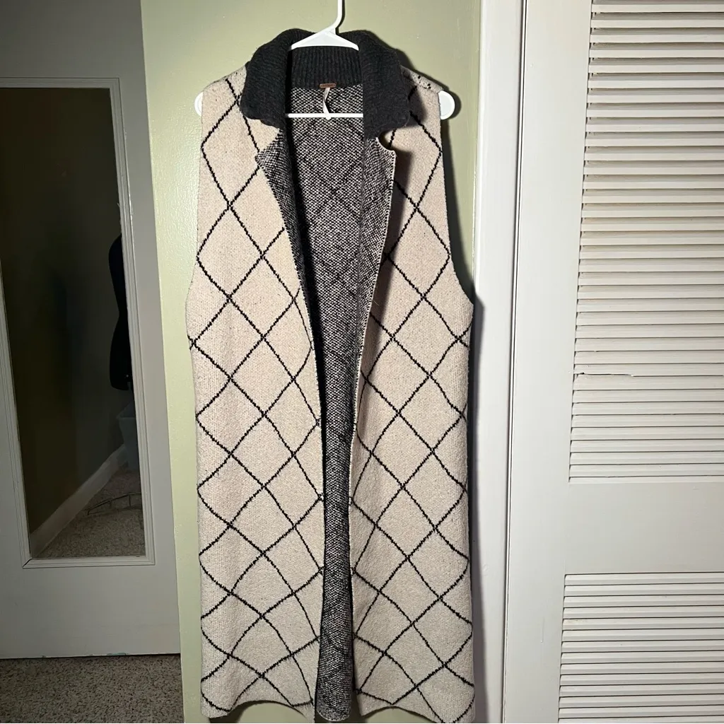 Free People Girl’s Best Friend Quilt Pattern Duster Cardigan S - Image 2