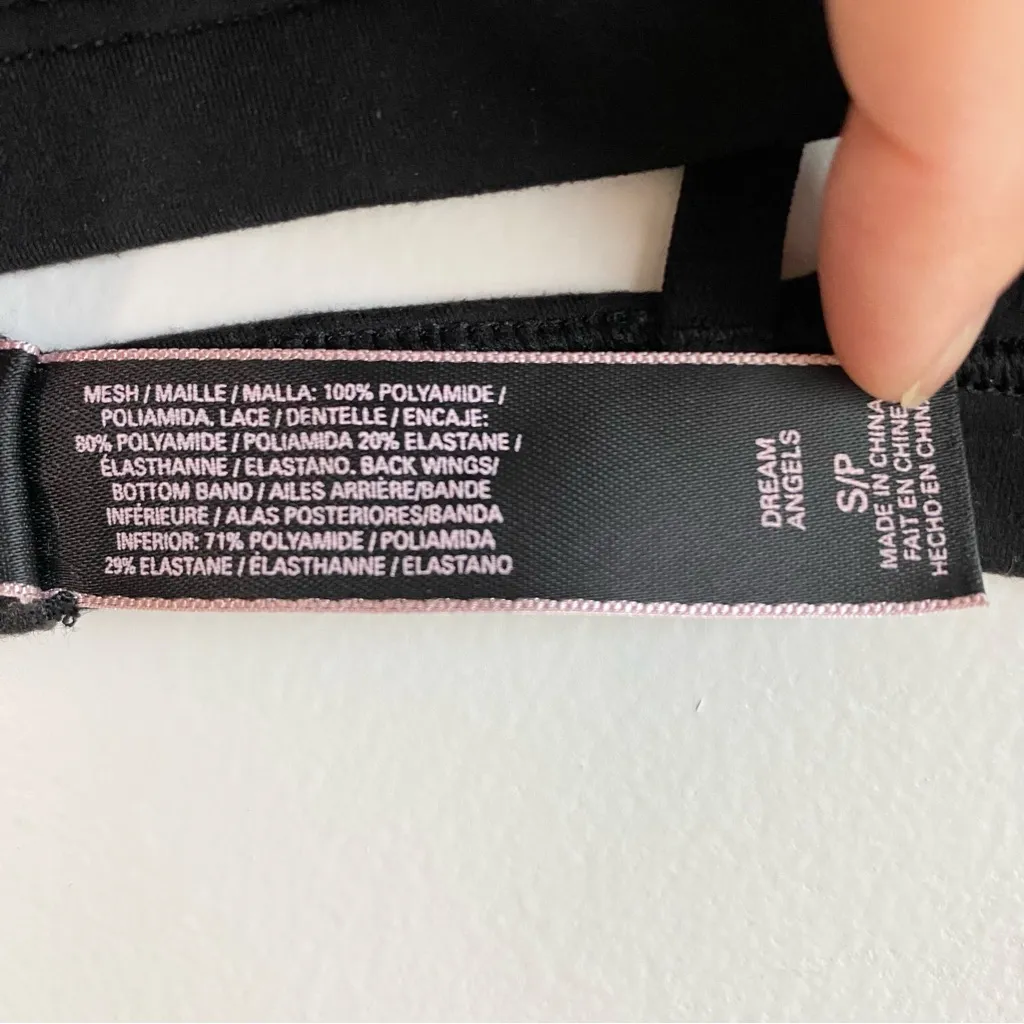 Victoria’s Secret Dream Angels Bralette Black Lace Mesh Sheer Bra Size Small - Image 8
