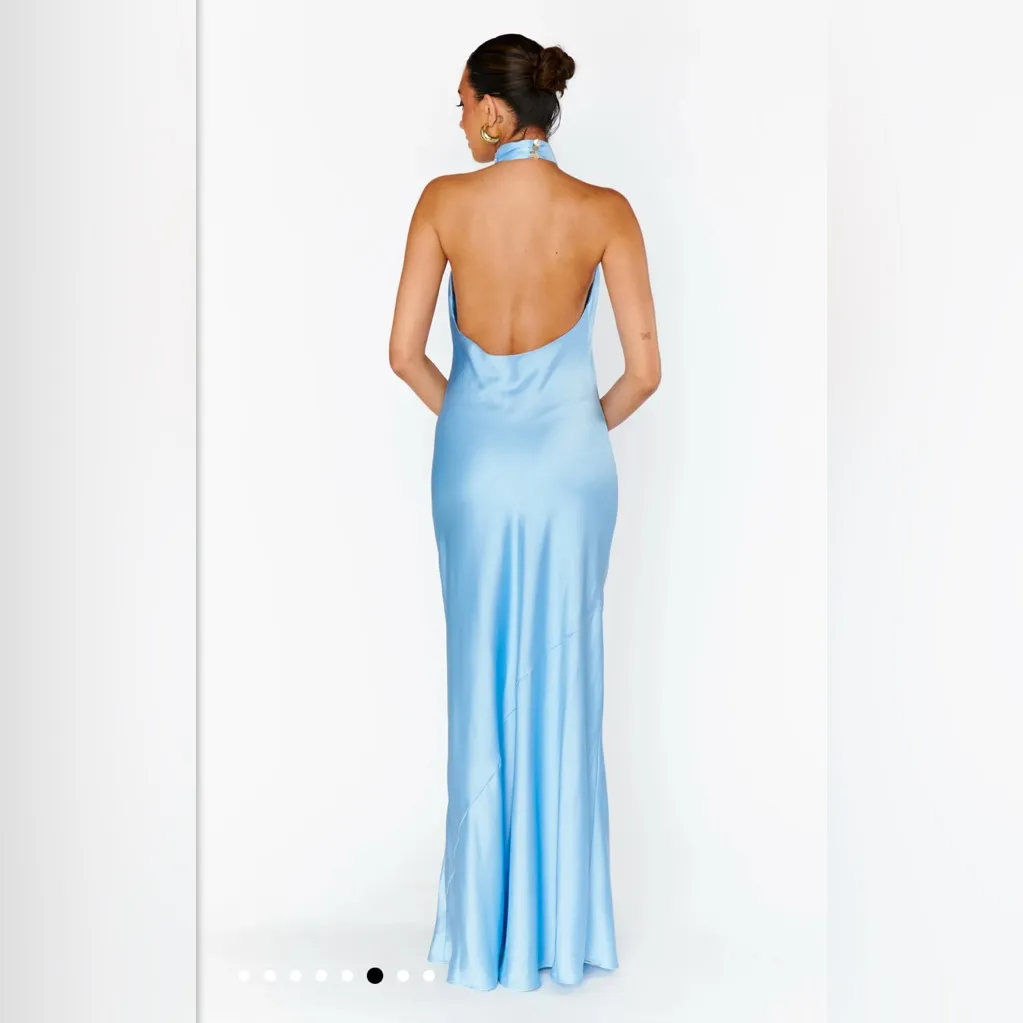 NWOT SHOW ME YOUR MUMU - Jasmine Halter Maxi Color Baby Blue Luxe Satin sz XS - Image 4