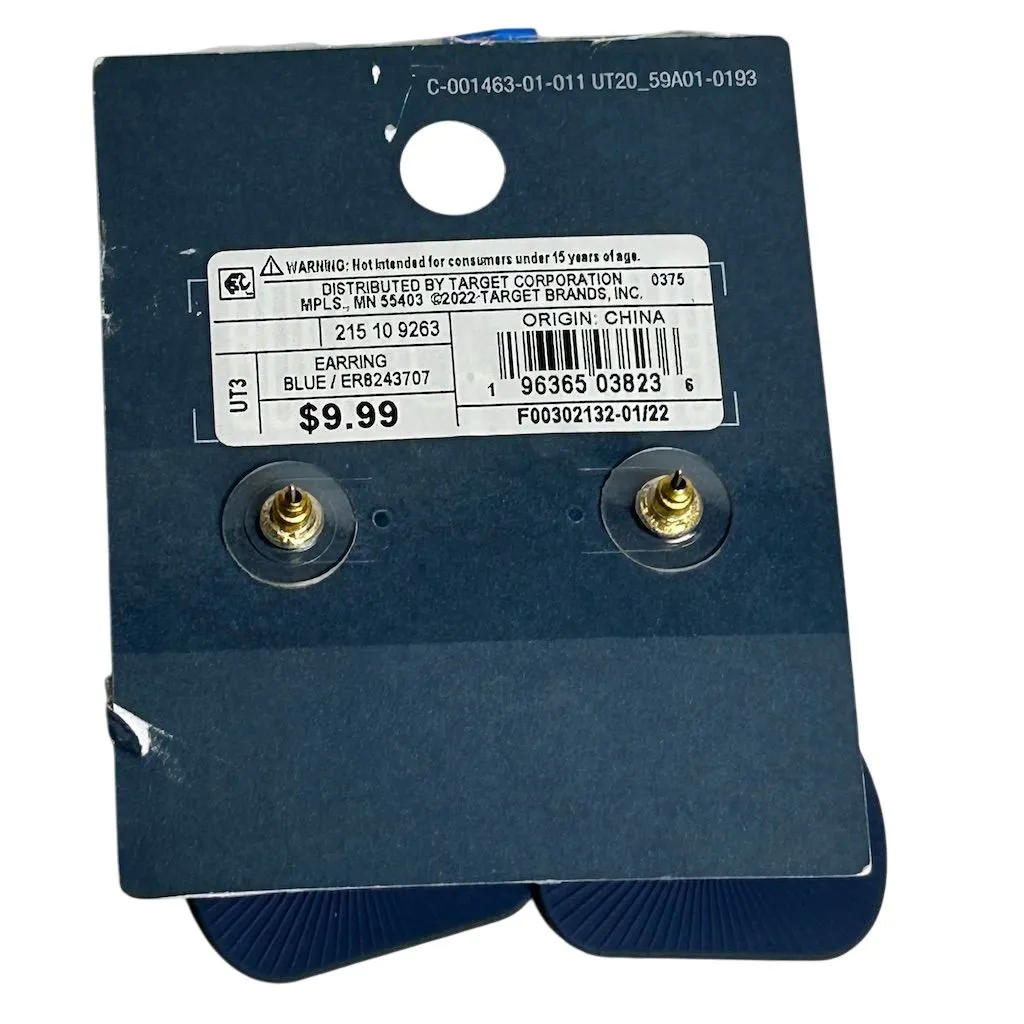 Universal Thread Blue Geometric Dangle Earrings Starburst Design - Image 5